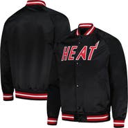 Mitchell & Ness Men's Mitchell & Ness Black Miami Heat Hardwood Classics Throwback Wordmark Raglan Full-Snap Jacket