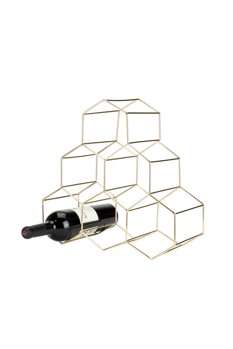 Geo Countertop 6-Bottle Wine Rack, Alternate, color, Gold