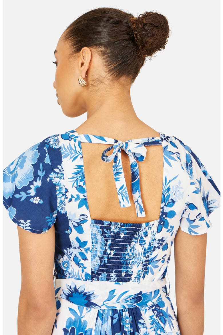 Floral Belted Midi Dress, Alternate, color, Blue