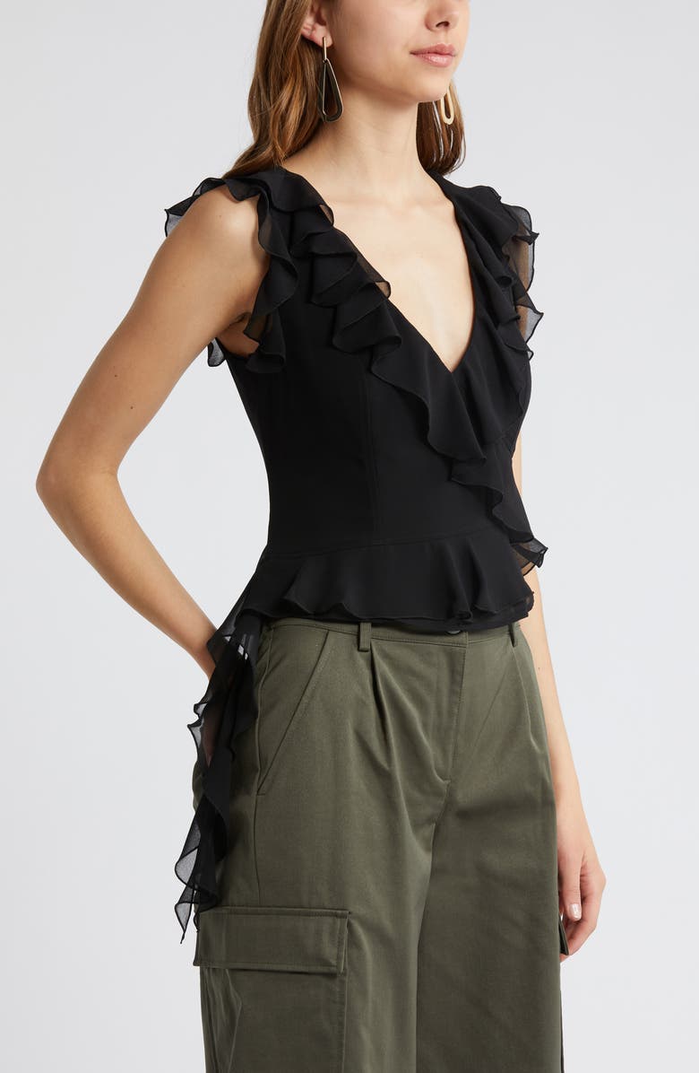 Open Edit Sleeveless Ruffle Top, Alternate, color, 