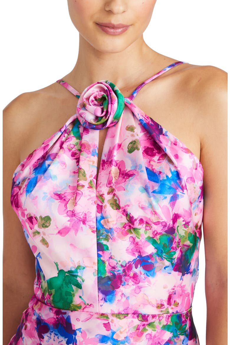 ml monique lhuillier suzette satin maxi dress ML Monique Lhuillier Suzette Abstract Satin Maxi Dress