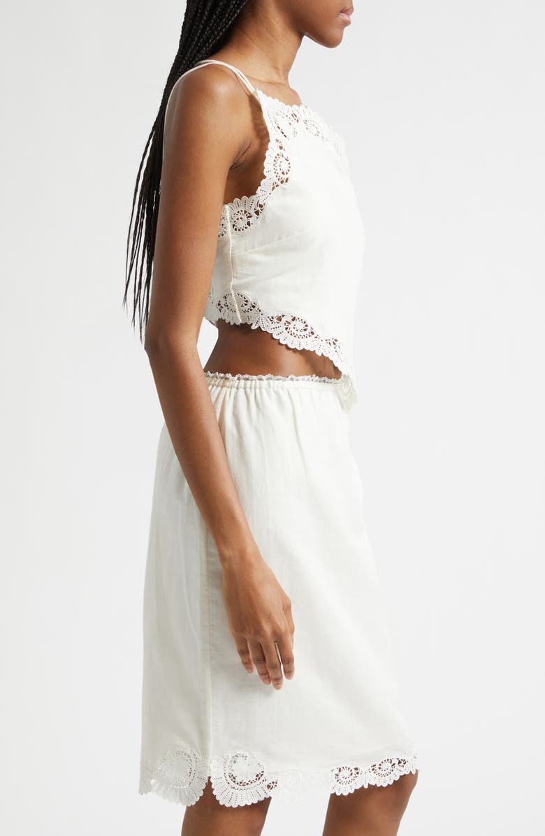 POSSE Darya Brodierie Trim One Shoulder Tie Back Top, Alternate, color, Cream