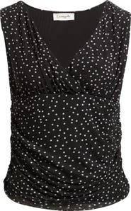 Loveappella Ruched Empire Waist Sleeveless Top