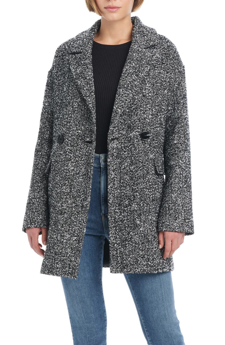 Sanctuary Double Breasted Herringbone Coat, Alternate, color,