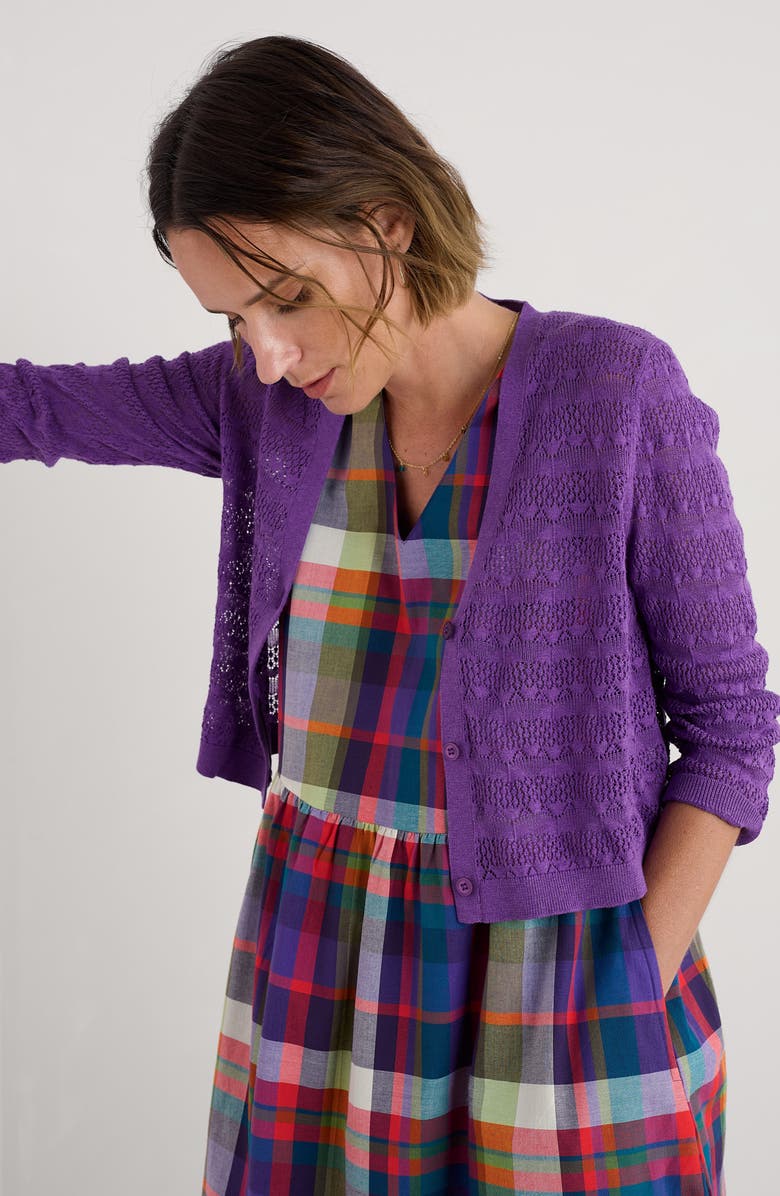 Seasalt Cornwall Sweet Day Pointelle Organic Cotton Cardigan, Alternate, color, Knit Melange Pansy