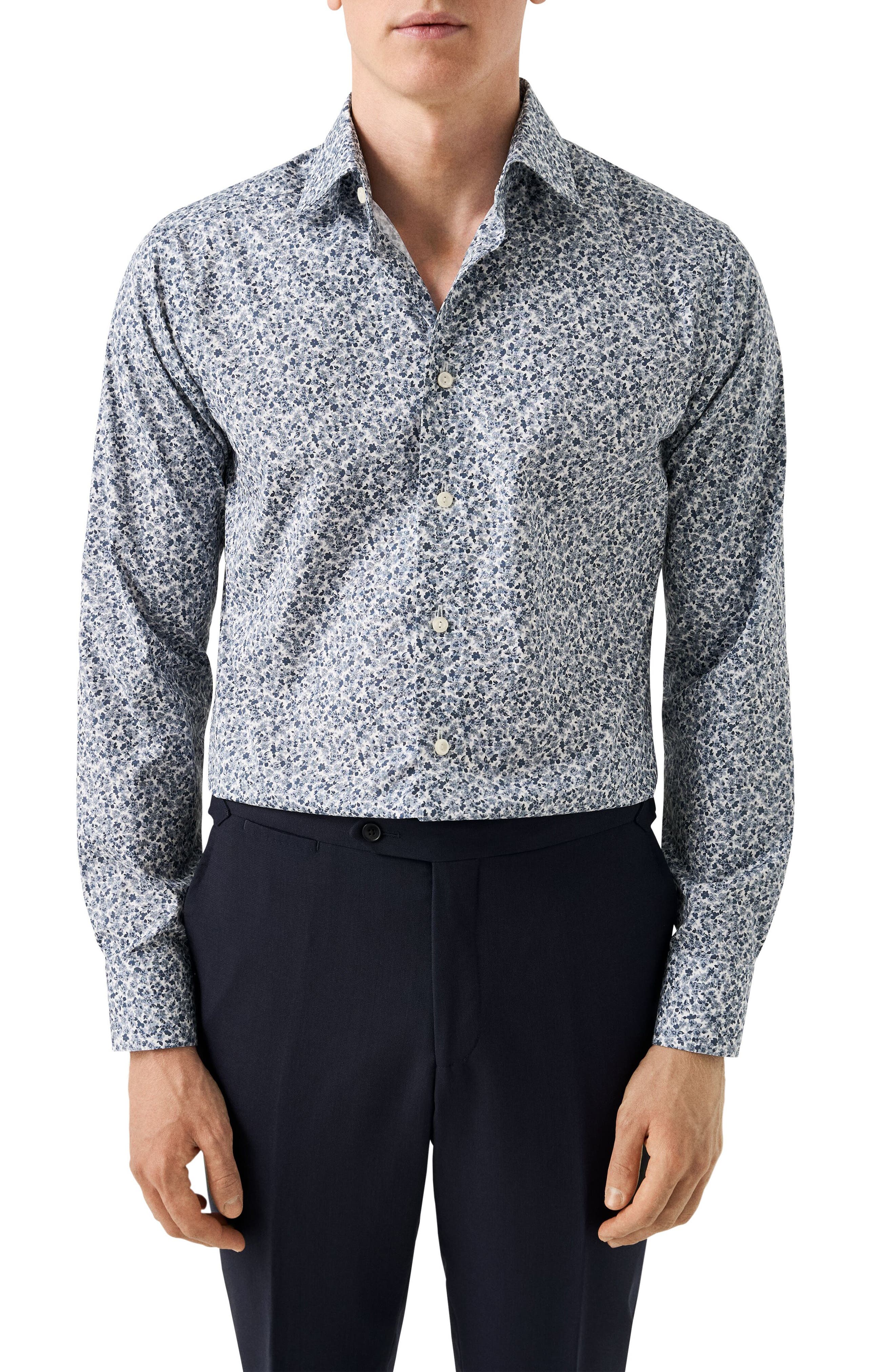 Contemporary Fit Floral Cotton Dress Shirt