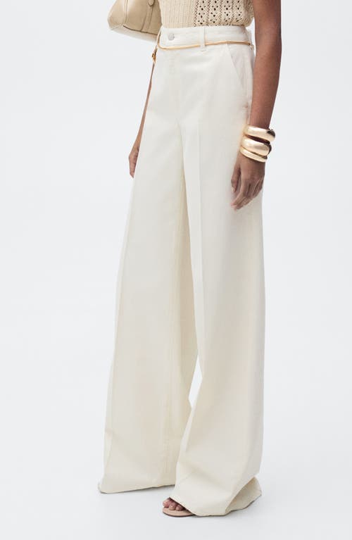 Mango High Waist Wide Leg Jeans In Ecru