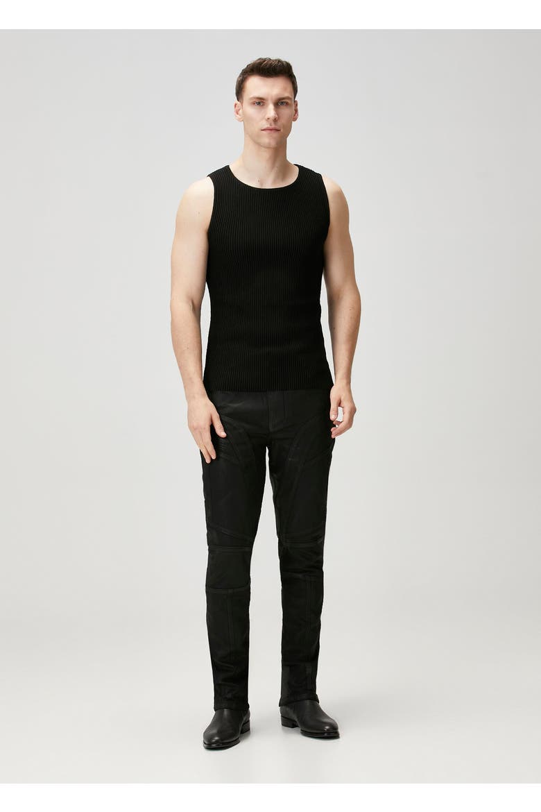 Pure Cotton Shiny Coated Denim Pant, Alternate, color, BLACK