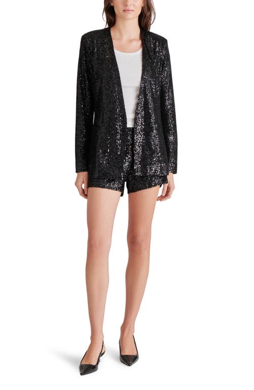 Steve Madden Payton Sequin Open Front Blazer In Black