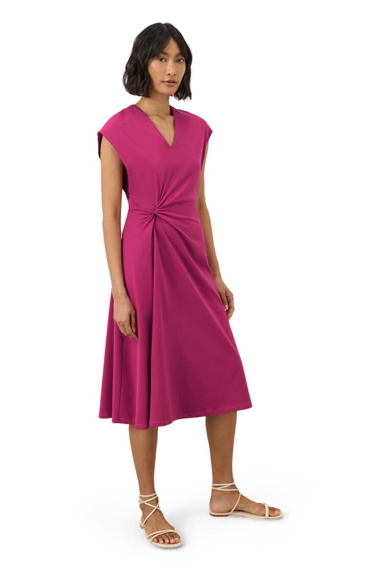 Cotton Jersey V-Neck Twist Dress Made with Organic Cotton, Alternate, color, Cactus Flower Pink