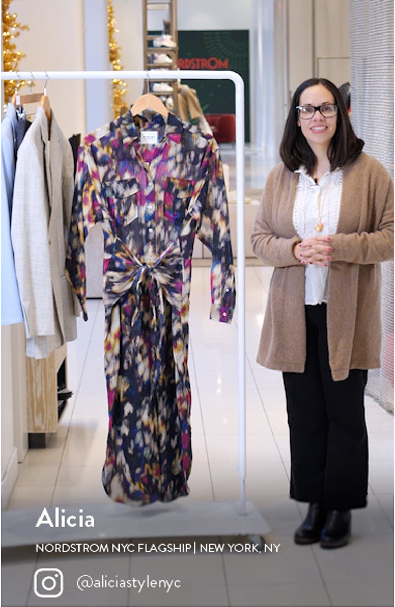 Nesly Tie Front Long Sleeve Shirtdress, sales video thumbnail