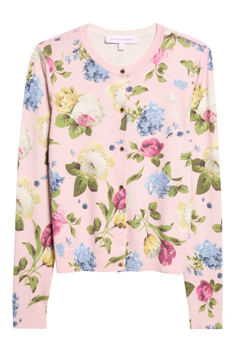 Long Sleeve Crewneck Cardigan, Alternate, color, ROSEWATER MULTI
