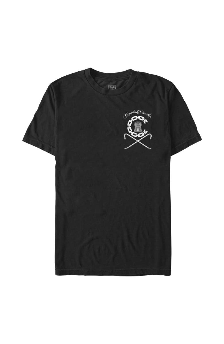 Crooks & Castles Men's Crooks & Castles Ancient Tower White Badge Graphic T-Shirt, Main, color, Black
