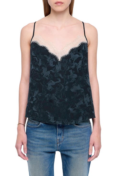 Cespa Horse Jacquard Silk Camisole