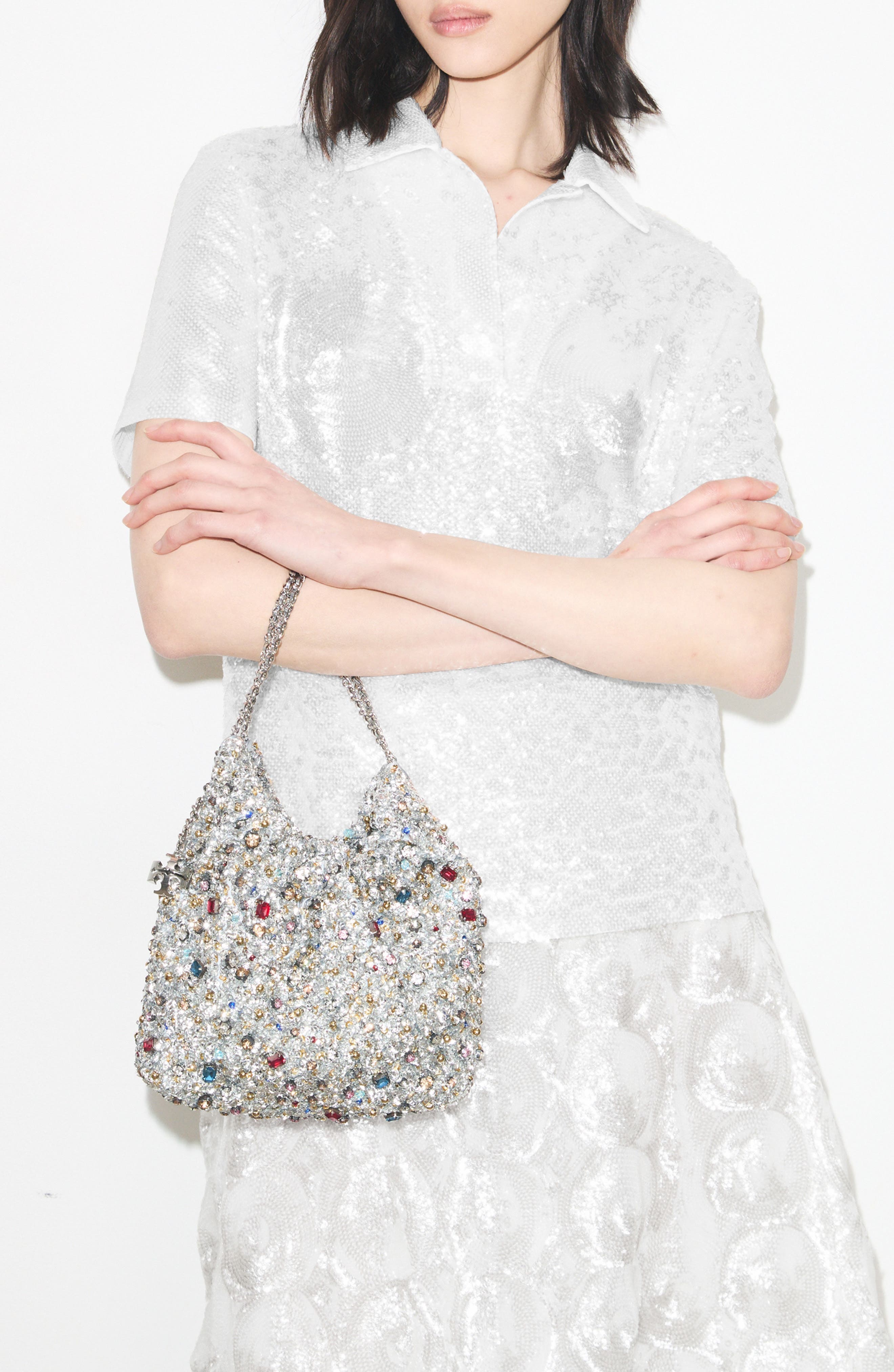 Fleming Embellished Mini Hobo, Alternate, color, WARM RAIN