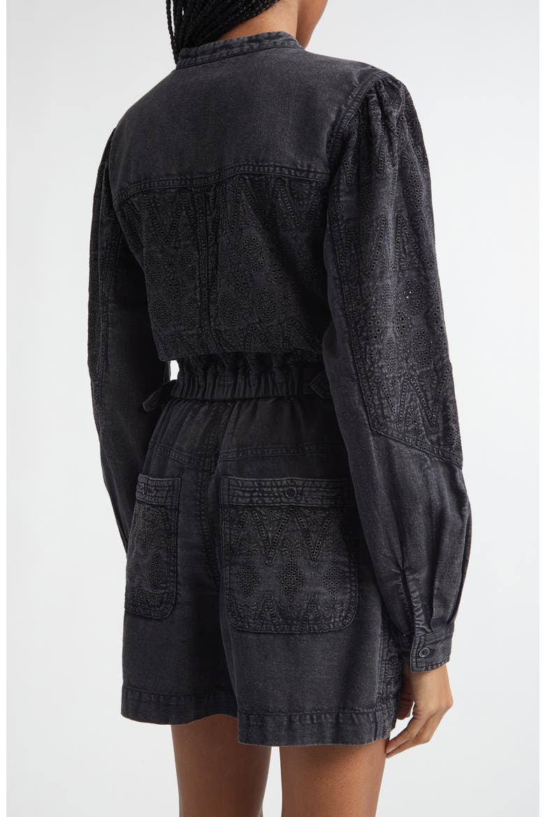 Kaina Embroidered Eyelet Denim Button-Up Shirt, Alternate, color, FADED BLACK
