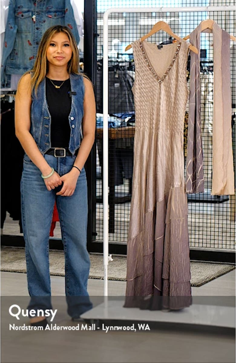 Tiered Ruffle Chiffon & Charmeuse Gown with Scarf, sales video thumbnail