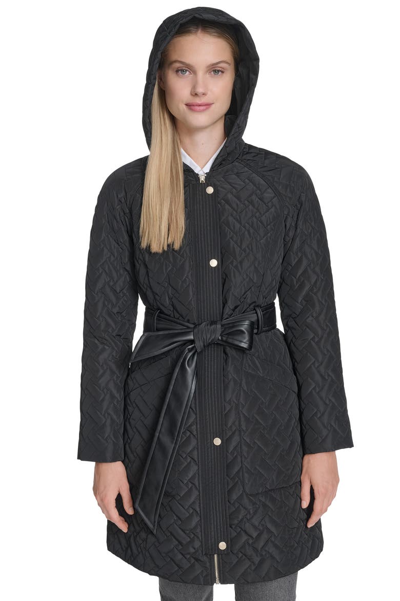 Belted Quilted Jacket, Alternate, color, BLACK