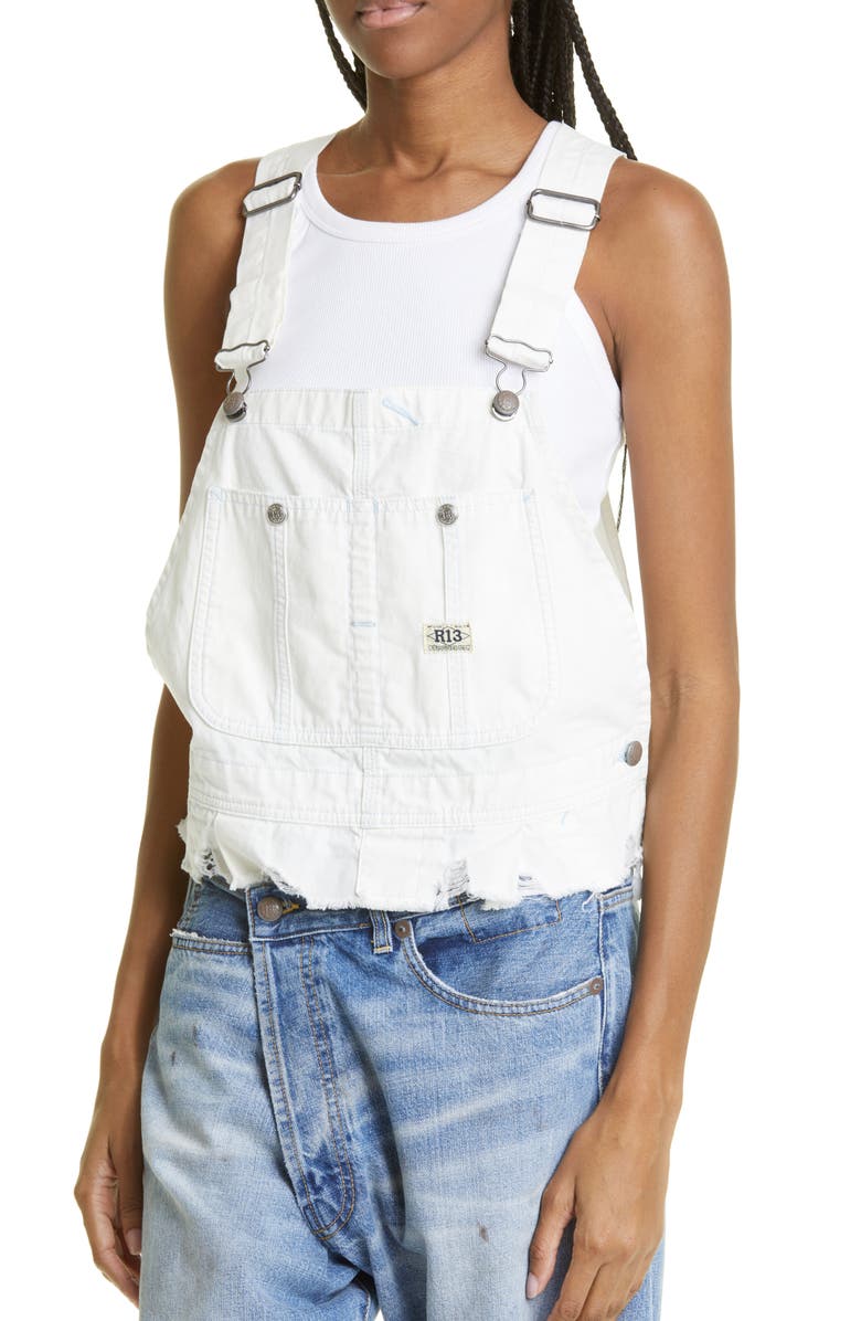 R13 Overall Bib, Alternate, color, Ecru Canvas