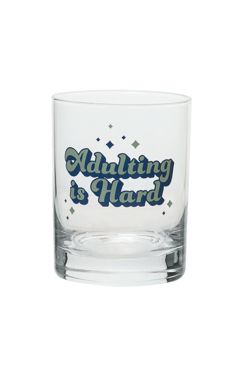Totalee Gift Adulting Is Hard Rocks Glass Clear 18 oz, Main, color,