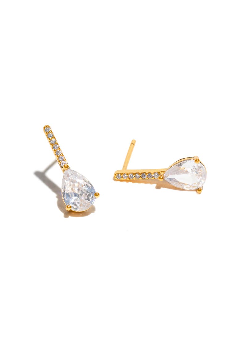 Cape May Pavé Cubic Zirconia Pear Drop Earrings, Alternate, color, GOLD
