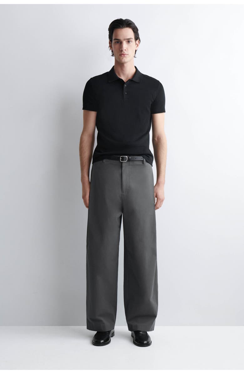 COS Slim Ribbed Cotton Polo Shirt, Alternate, color, Black