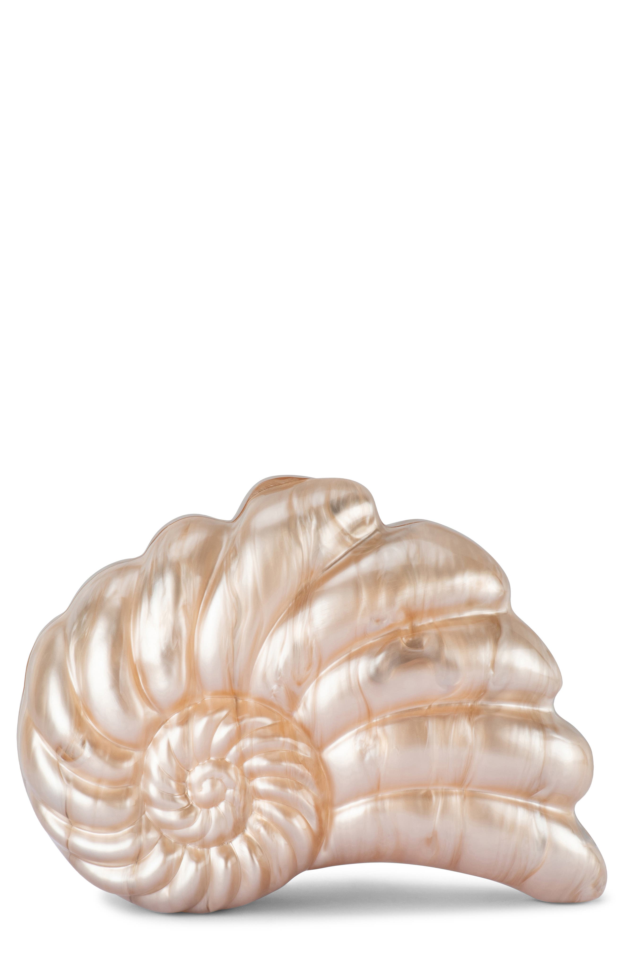 Olga Berg Indi Acrylic Shell Clutch, Main, color, Natural