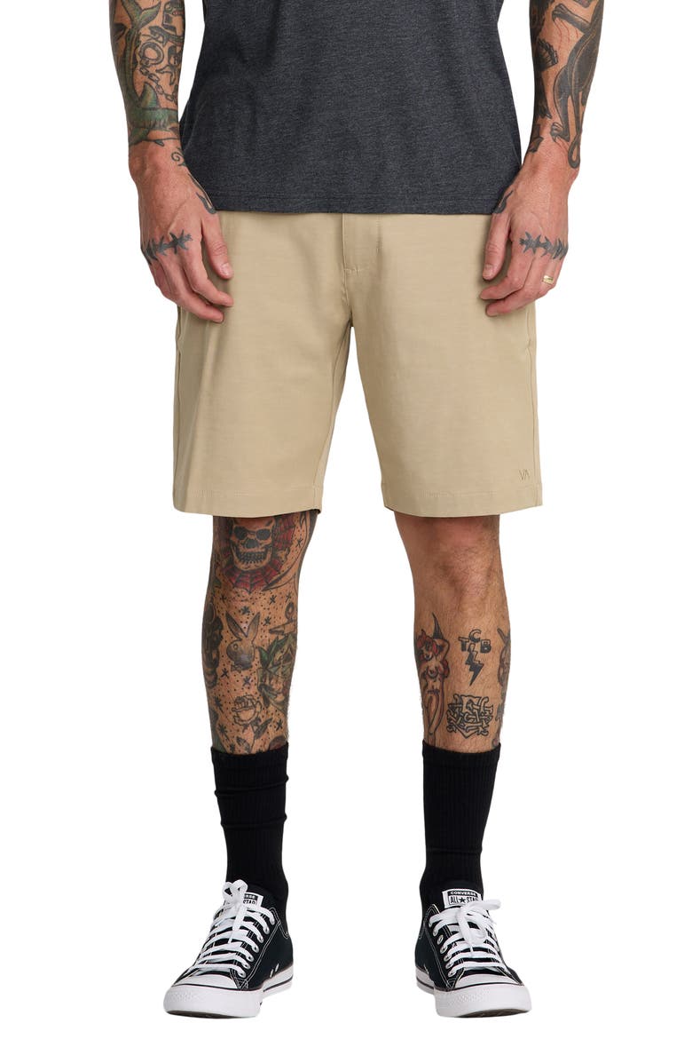 Back In Water Repellent Hybrid Shorts, Main, color, KHAKI