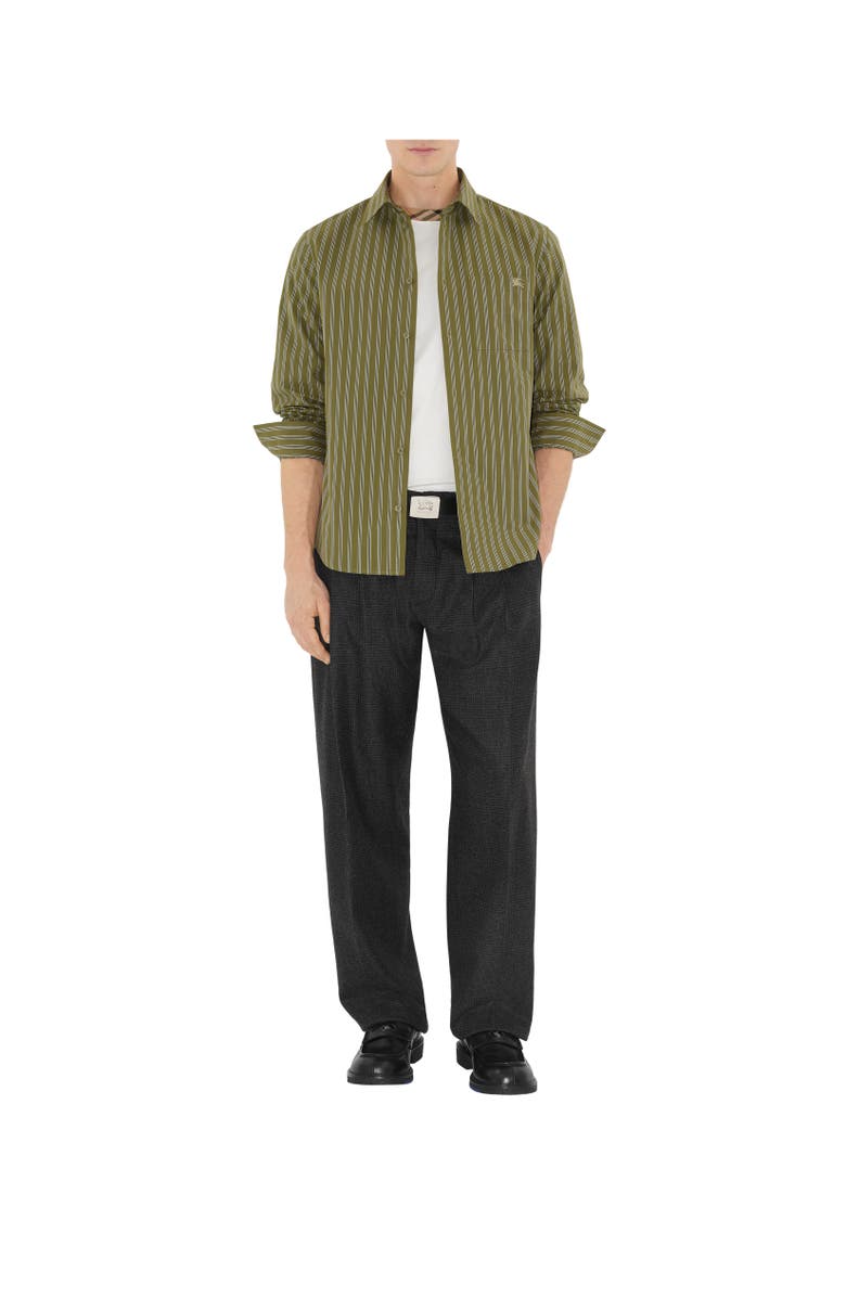 Burberry Regular Fit Striped Cotton Shirt, Alternate, color, Wreath Green