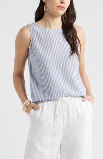 Caslon ® Linen Blend Tank In Blue