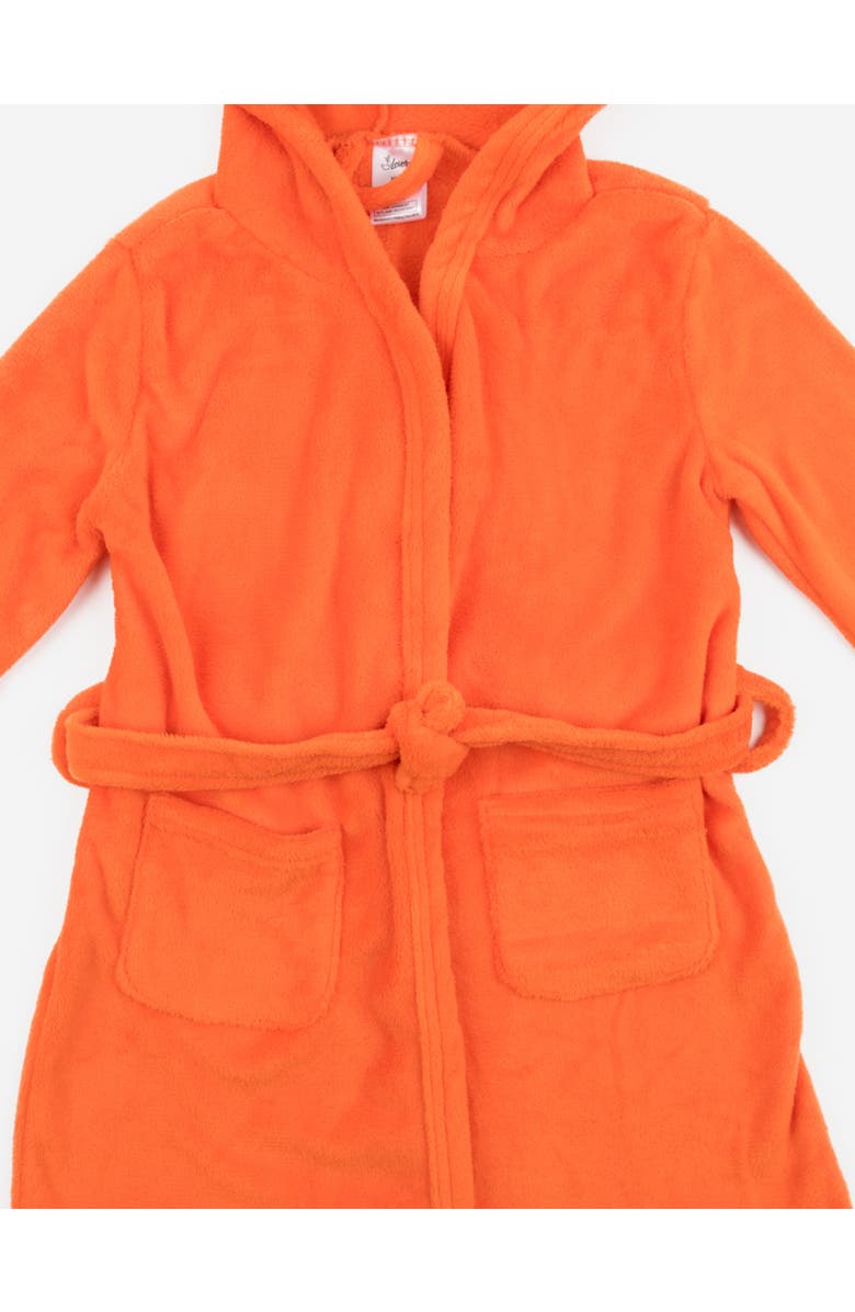 Leveret Kids Fleece Hooded Robe, Solid Colors, Alternate, color, Orange