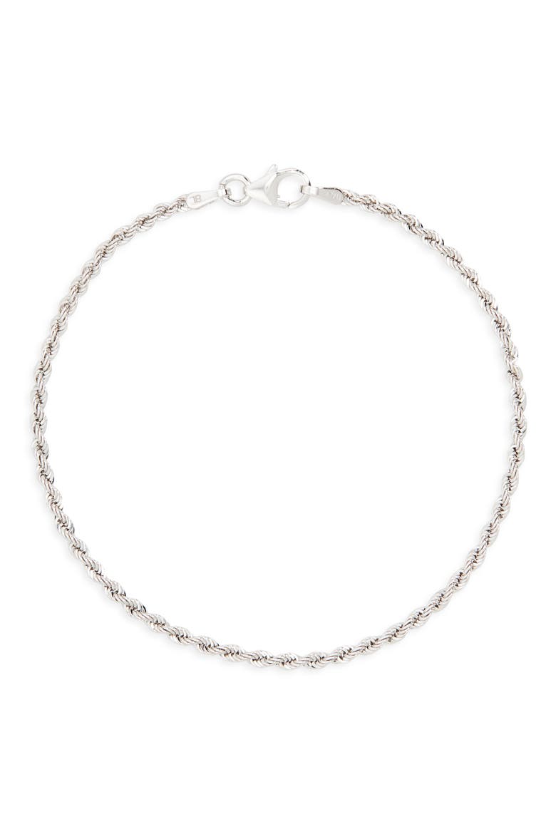 14K Gold Rope Chain Bracelet (Nordstrom Exclusive), Main, color, 14K WHITE GOLD