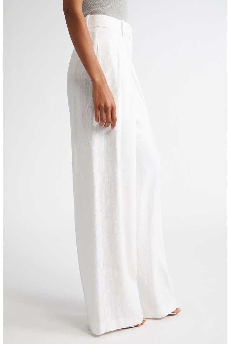 Pleated Sequin Slouch Trousers, Alternate, color, OPTIC WHITE