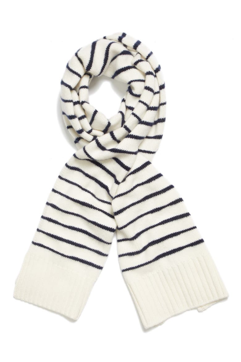 Sam Lambswool Scarf, Alternate, color, IVORY/ NAVY