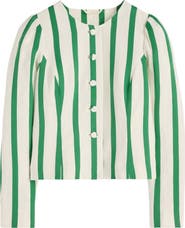 Boden Salisbury Stripe Puff Sleeve Linen & Cotton Jacket