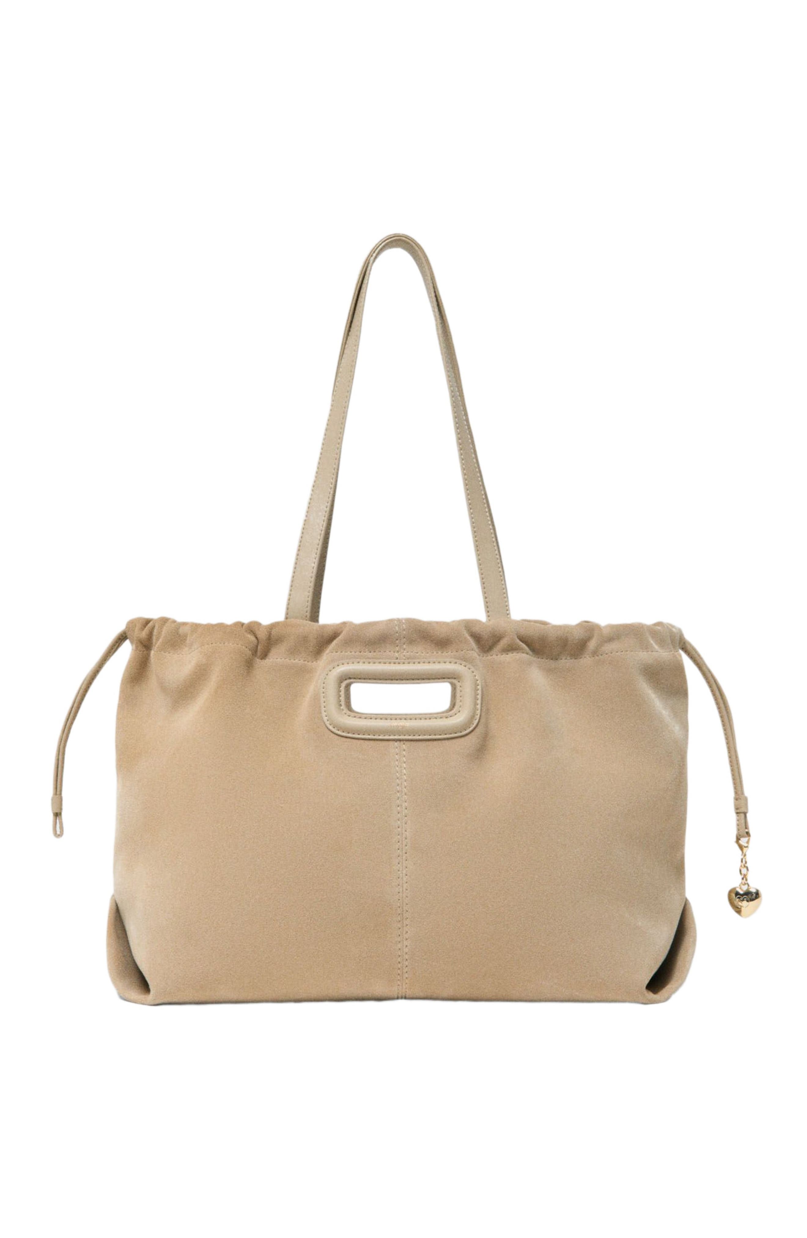 maje Suede Milpli tote bag, Main, color, Cappucino