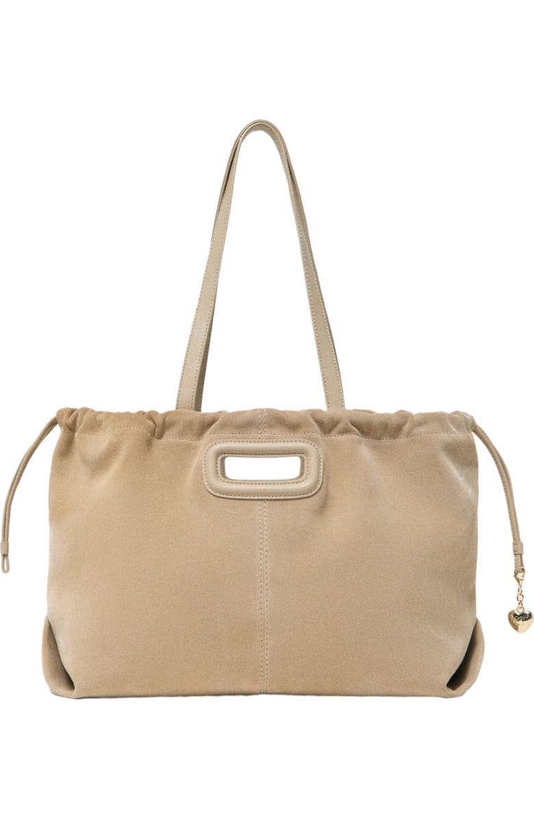 maje Suede Milpli tote bag, Main, color, Cappucino