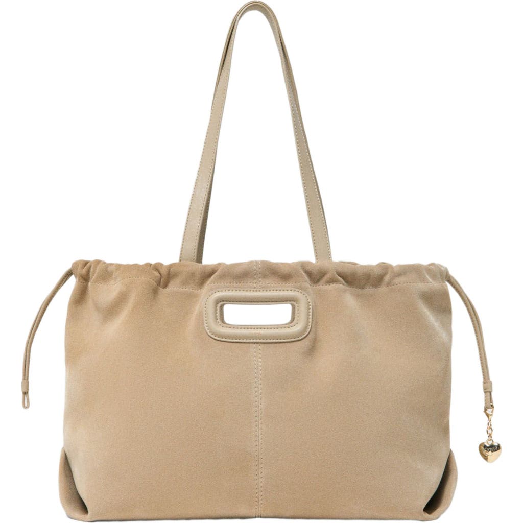 Maje Suede Milpli Tote Bag In Brown