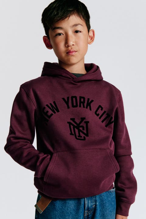 Print-motif Brushed-inside Hoodie