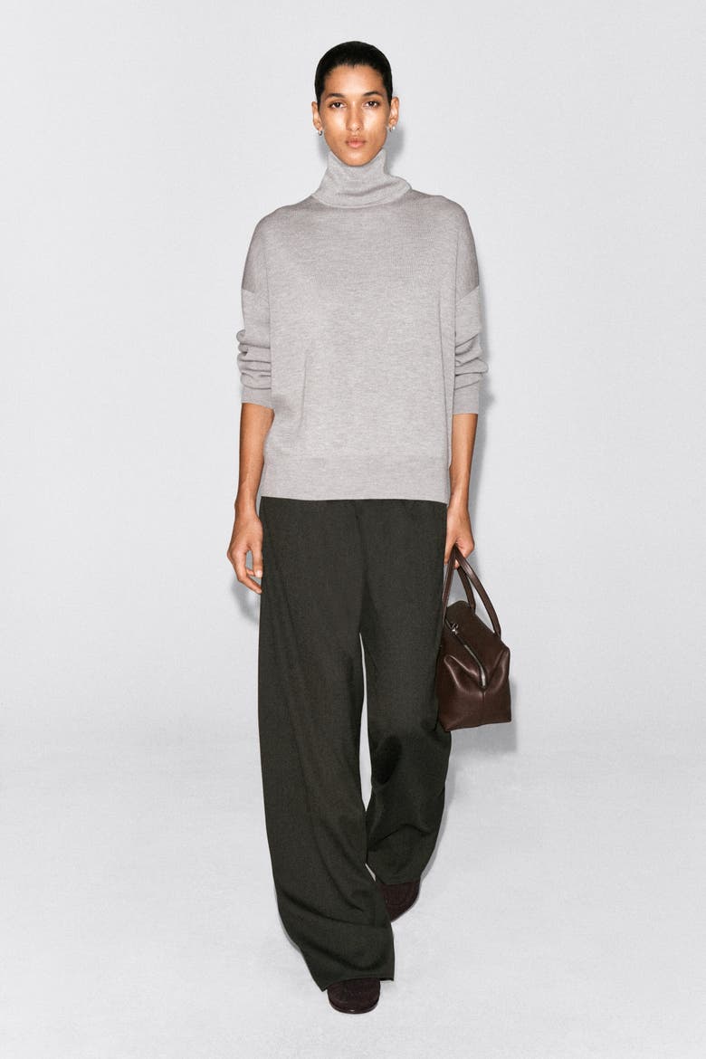 Merino Wool Roll-neck Sweater, Alternate, color, GRAY MÉLANGE