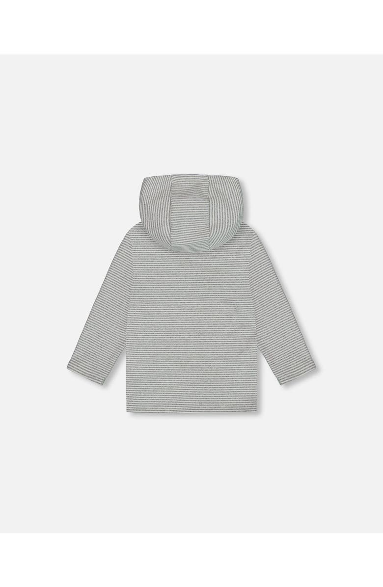 Deux par Deux Boy's Super Soft Hooded T-Shirt With Print Gray Stripe, Alternate, color, 