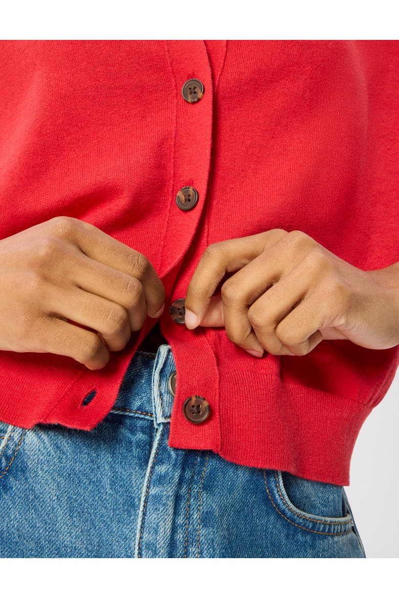V-Neck Linen Cardigan, Alternate, color, Red