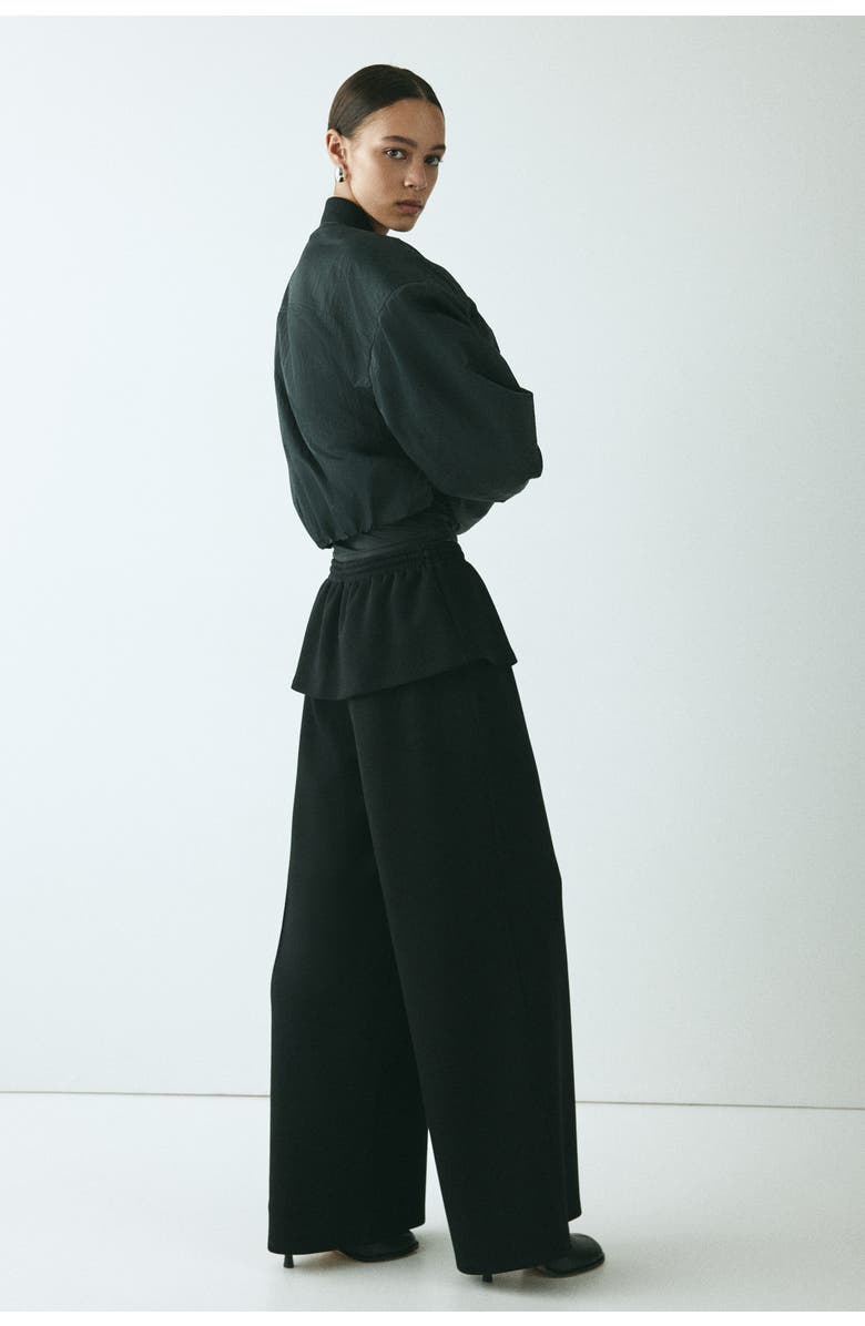 H&M Skirt-layered Scuba Knit Trousers, Alternate, color, Black