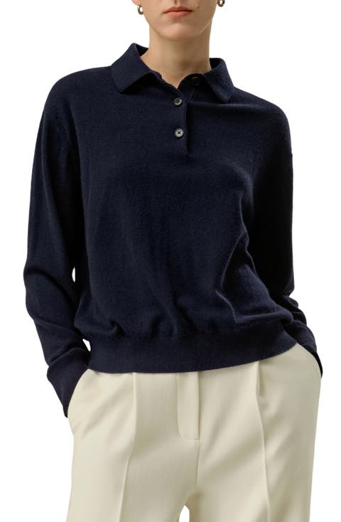 Baby Cashmere Long-Sleeve Polo Shirt