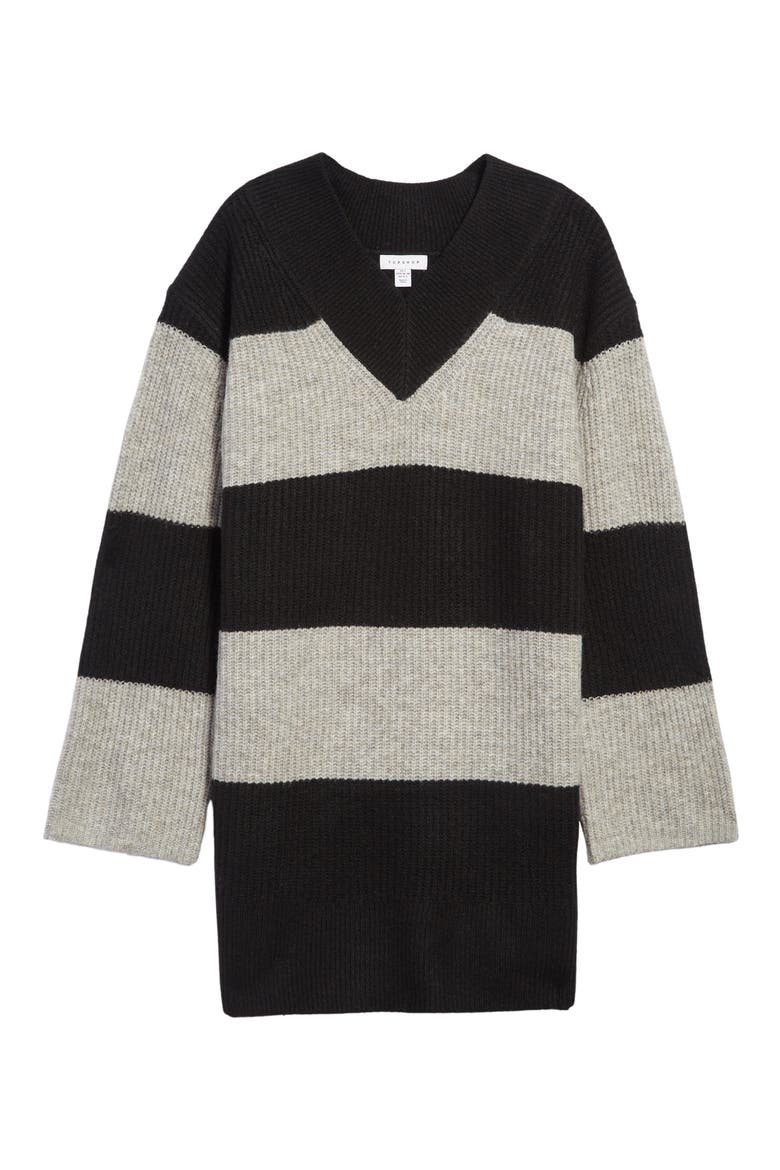 Block Stripe Long Sleeve Sweater Dress, Alternate, color, DARK BEIGE