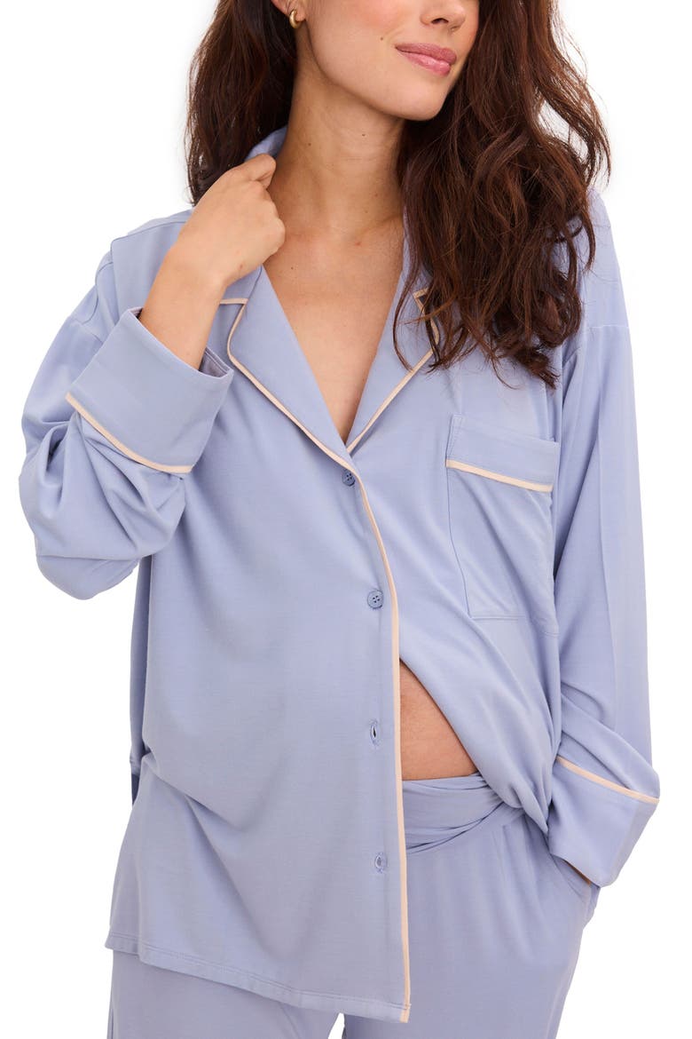 The Ultra Soft Jersey PJ Set, Alternate, color, Sky with Petal Piping