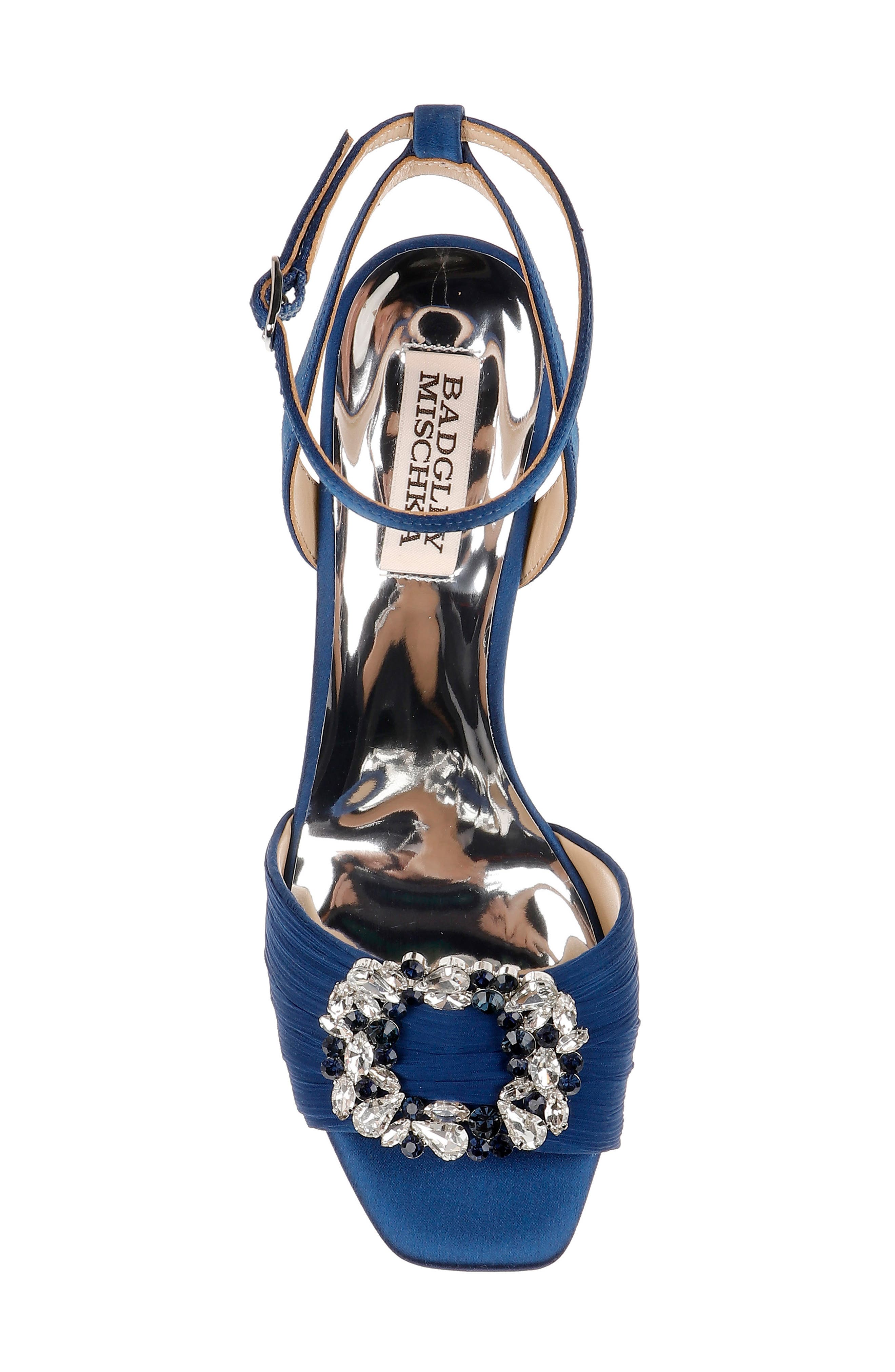 Nimah Ankle Strap Sandal, Alternate, color, NAVY SATIN