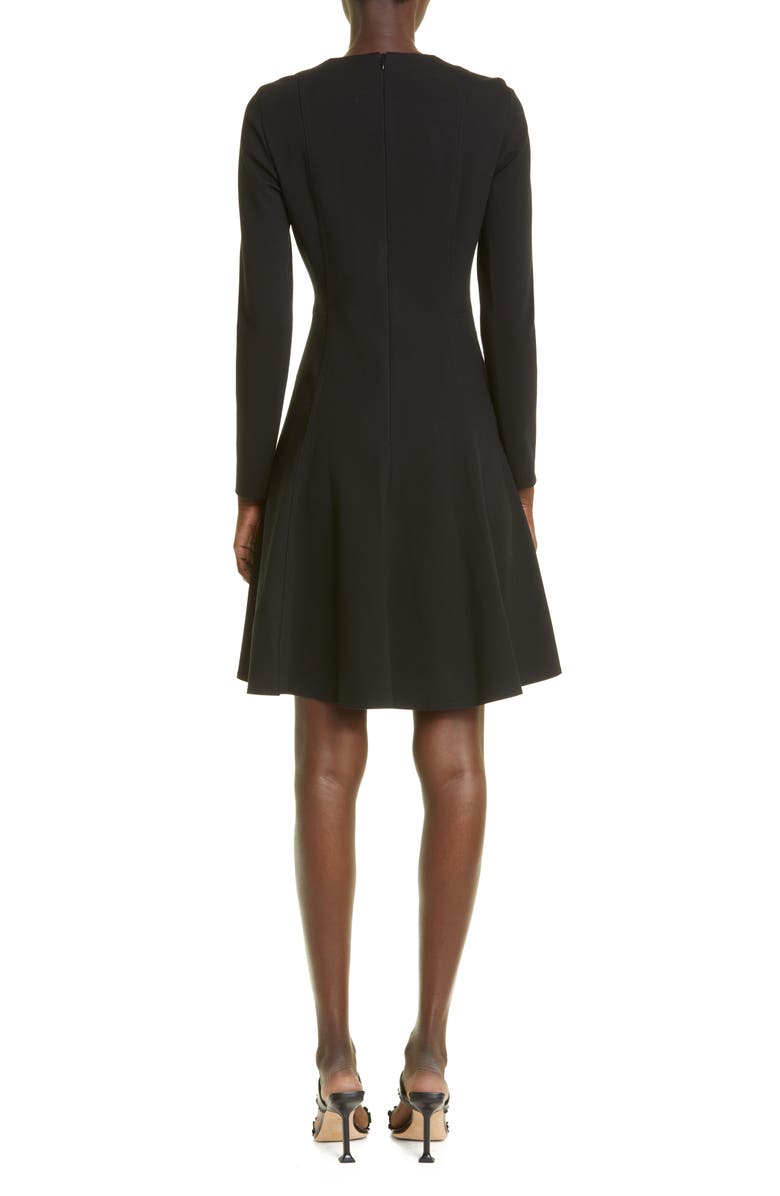 Akris punto Elements Long Sleeve Jersey Fit & Flare Dress, Alternate, color, Black