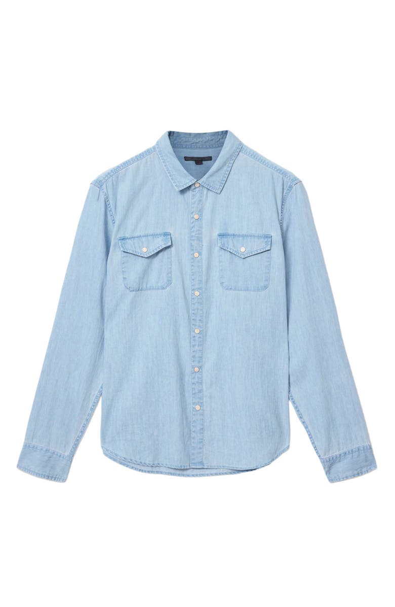 John Varvatos Marshall Coated Western Snap-Up Shirt, Alternate, color, Denim Heather