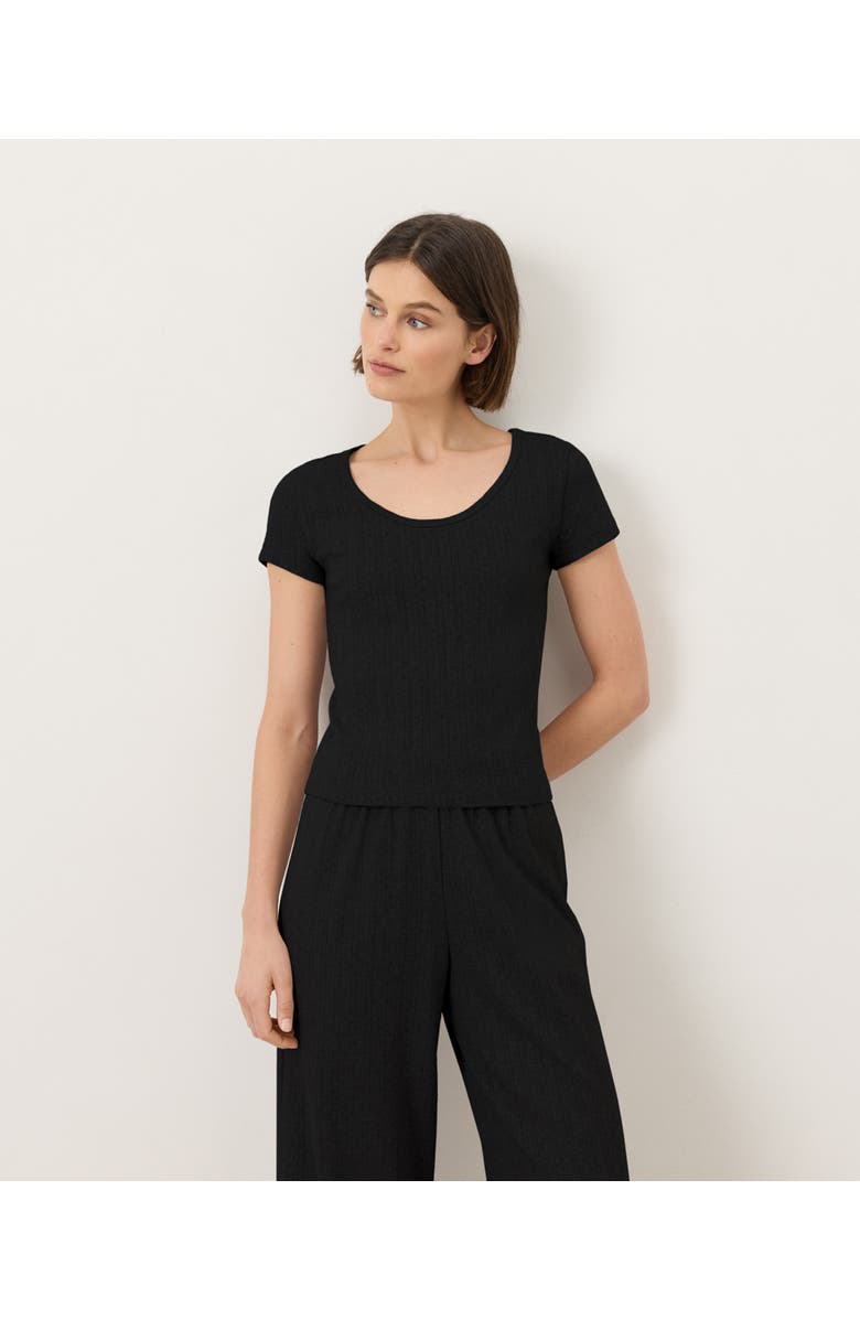 Pact Organic Cotton Pointelle Scoop Neck Tee, Main, color, Black